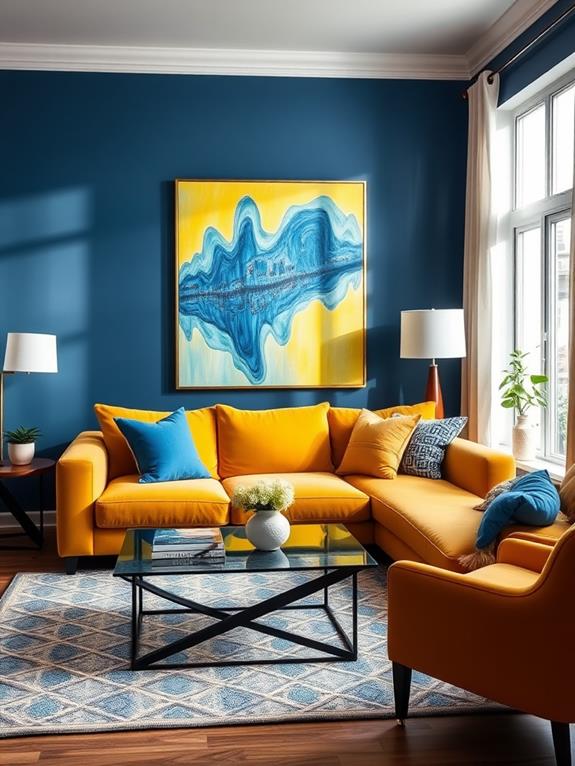 artistic blue wall decor