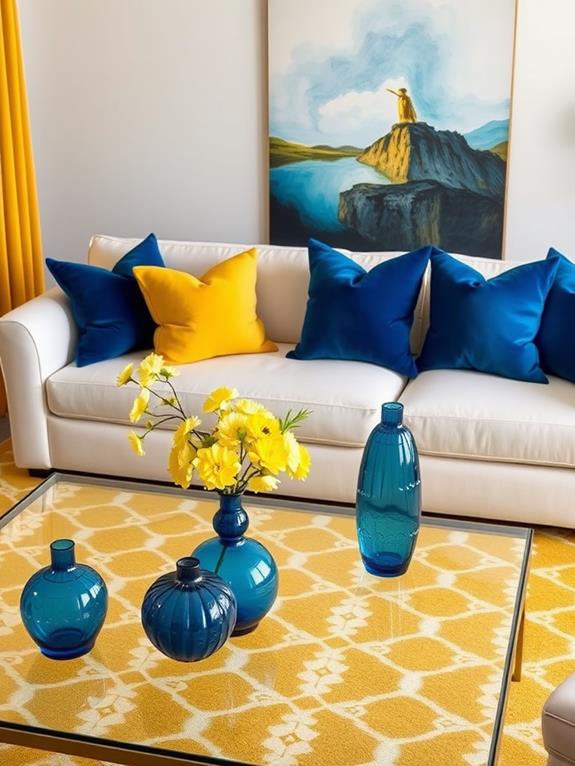 blue and yellow decor