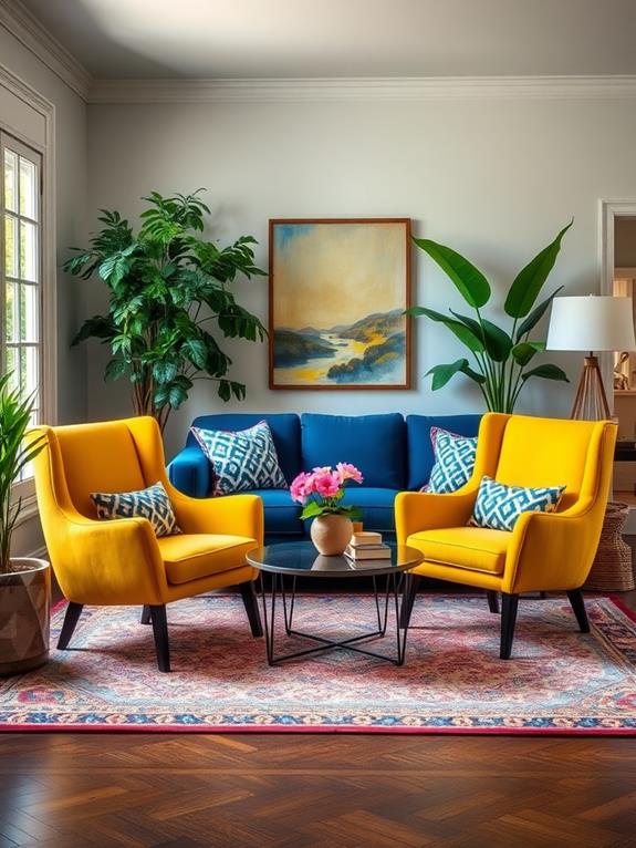 bright yellow accent chairs