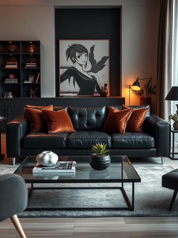 contemporary black brown couch