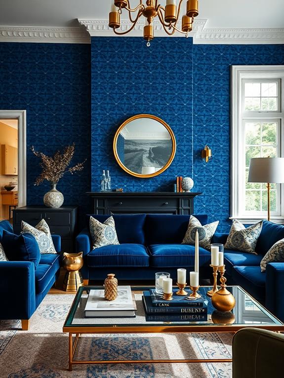 decorative blue wall covering