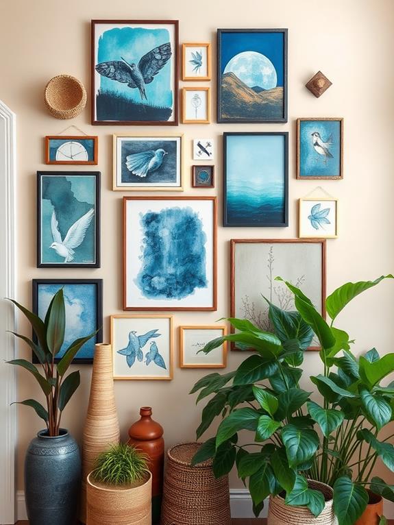 diverse art display walls