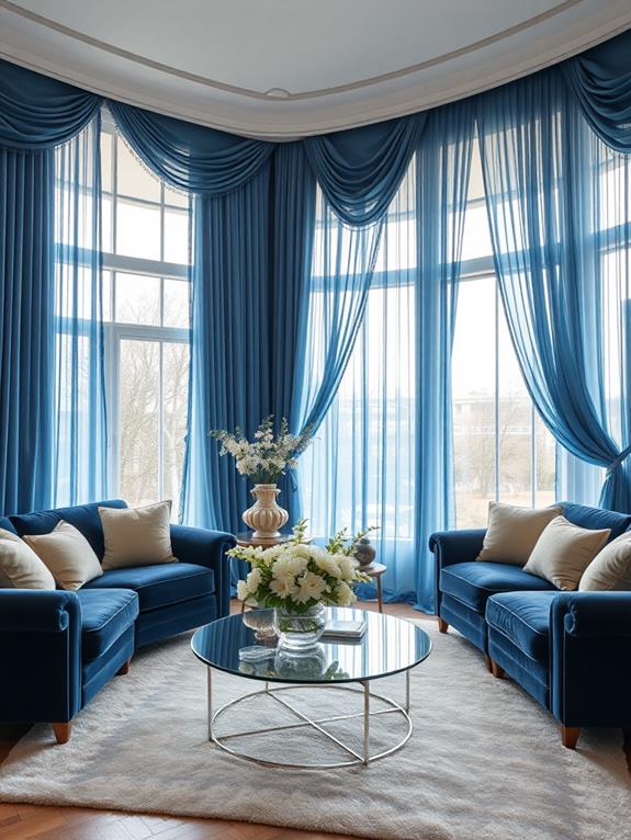 elegant blue drapery design