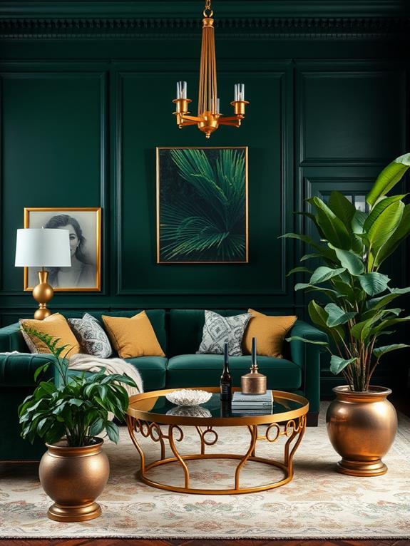 elegant green gold accents