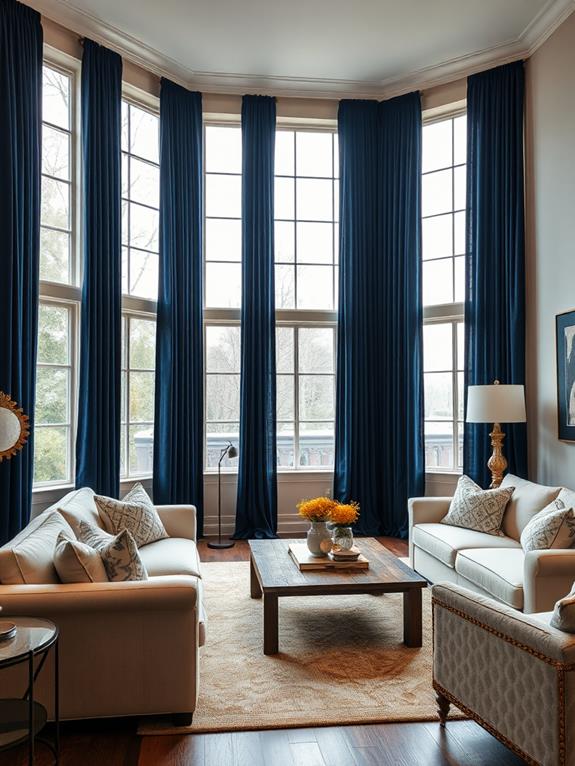 elegant navy blue drapes