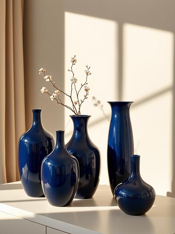 elegant navy blue vases