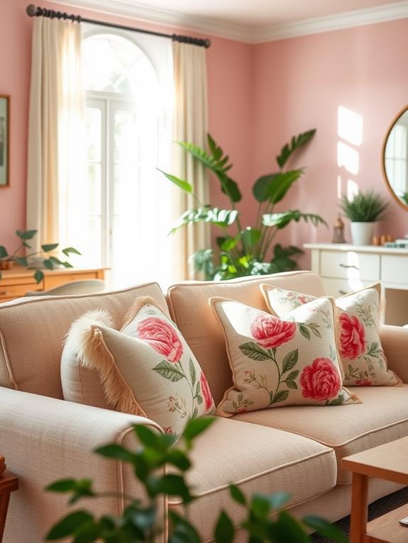 floral pink decorative cushions