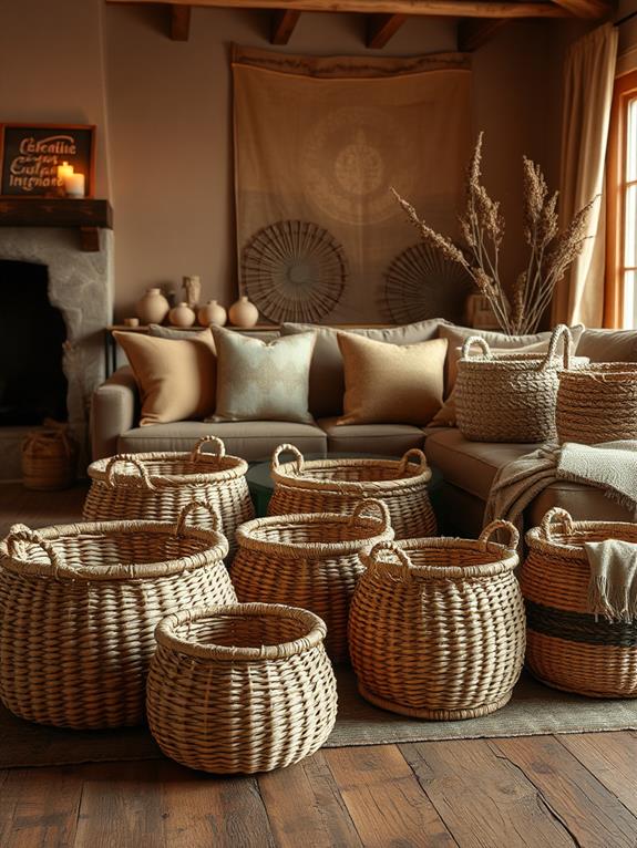 handcrafted natural fiber baskets