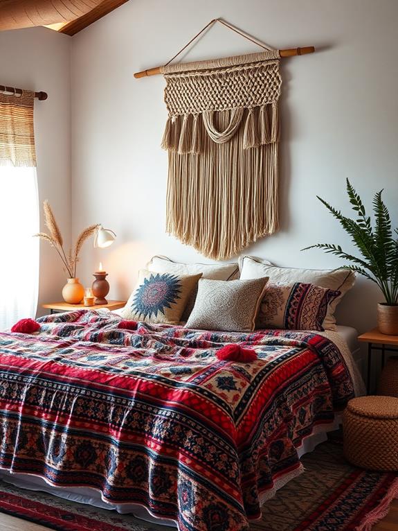 warm bohemian fabric decor