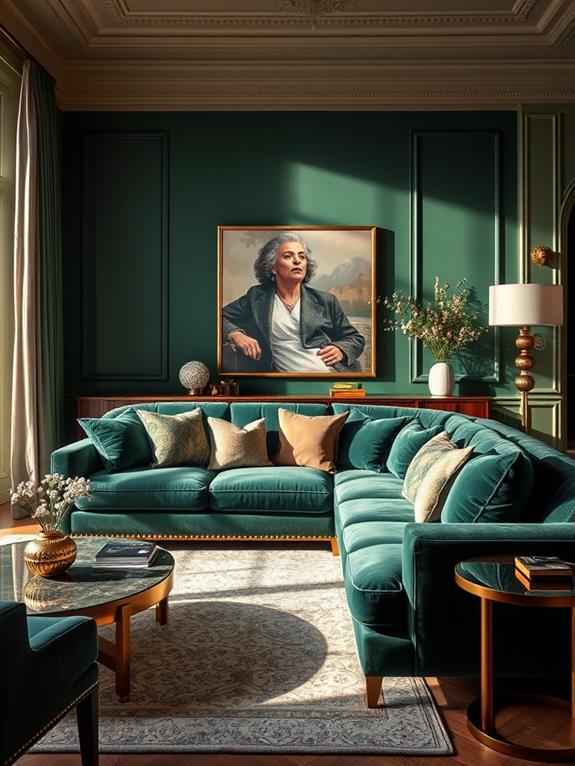 luxurious emerald velvet sofas