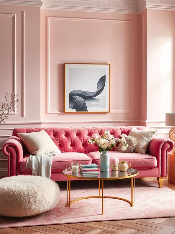 luxurious pink velvet seating