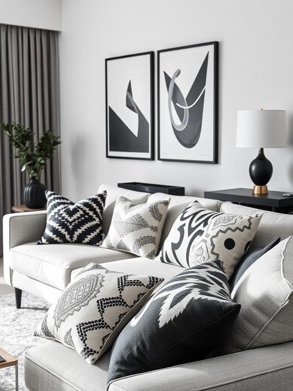 monochrome decorative cushion set