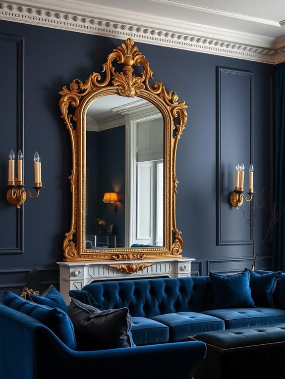 navy blue decor mirrors