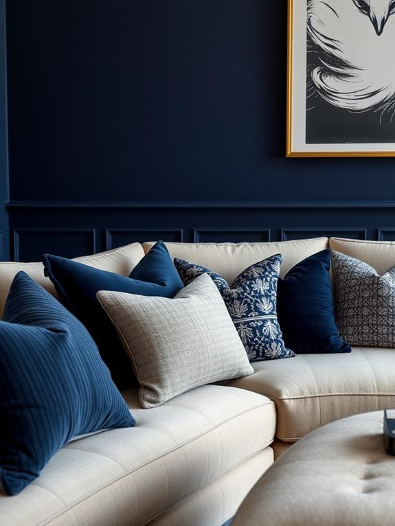 navy blue decorative cushions