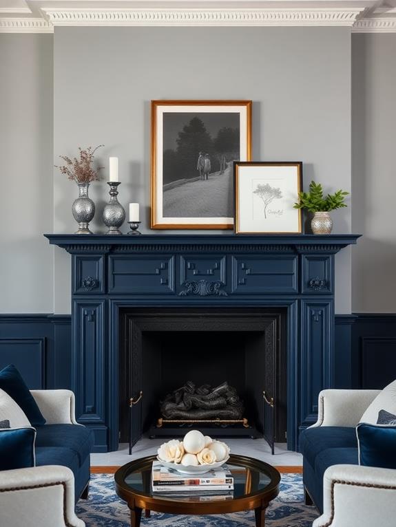 navy blue mantel design