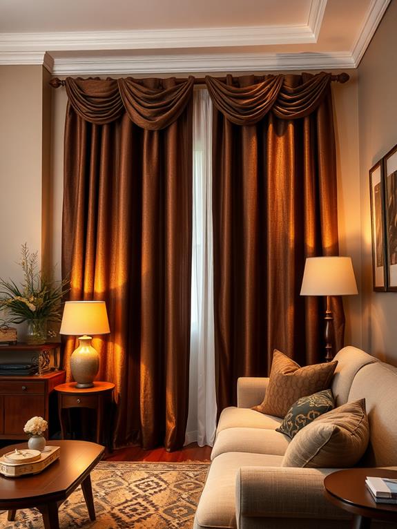 richly textured brown drapes