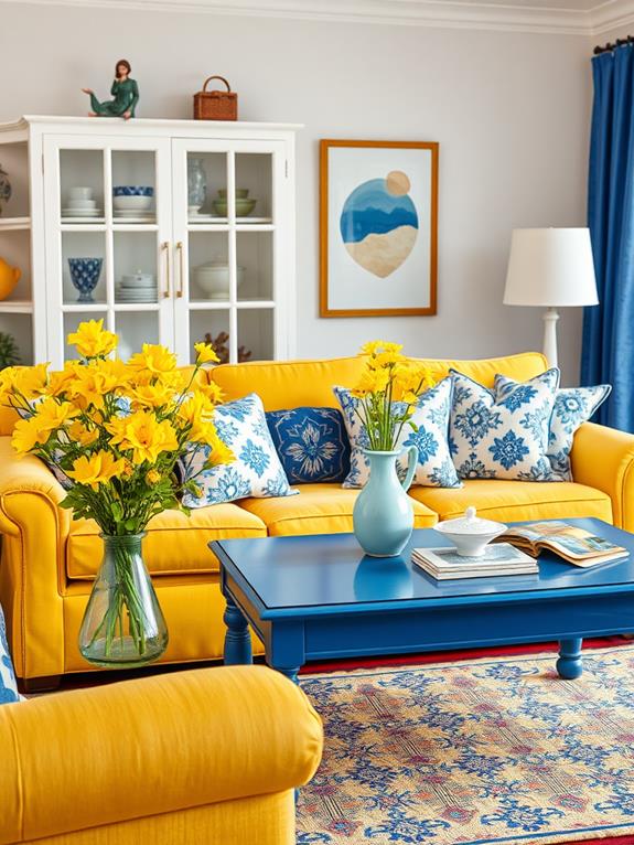 seasonal blue yellow decor