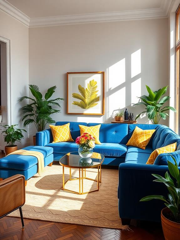 statement blue sofa design