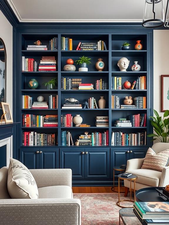 stylish navy blue shelves