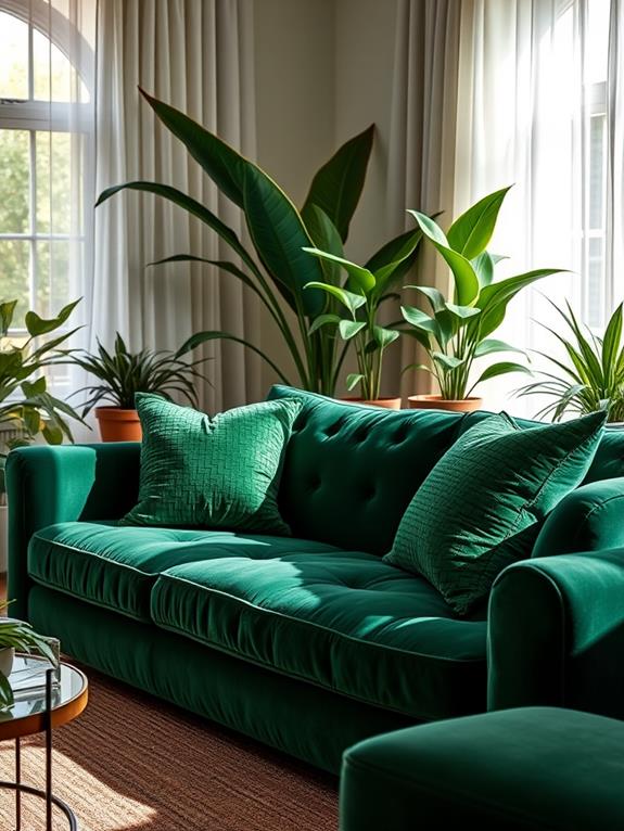 textured green decorative cushions