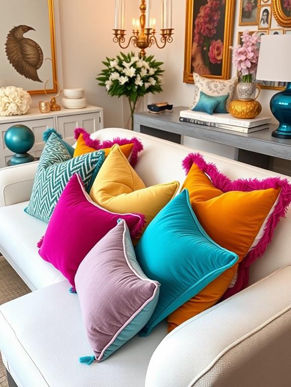 vibrant decorative cushion accents