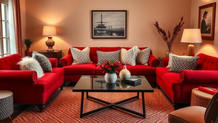 vibrant red couch inspiration