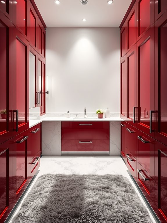 bold red cabinetry design