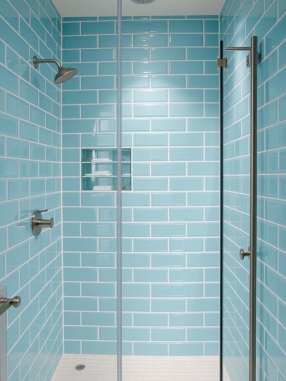 bright blue bathroom tiles