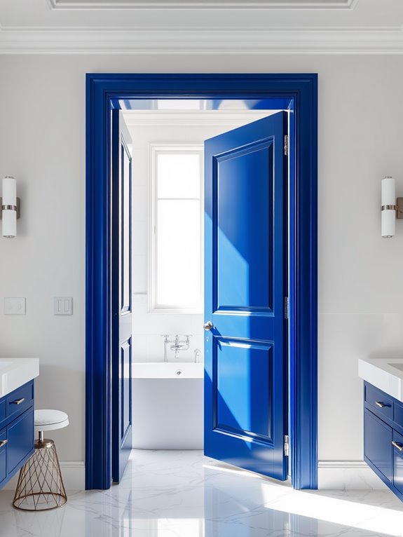 bright blue door frames