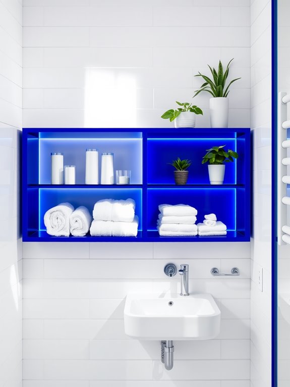 cobalt accented shelving design