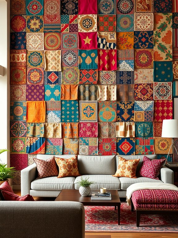 colorful fabric wall art