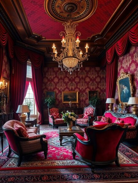 25 Red Rococo Living Room Design Ideas