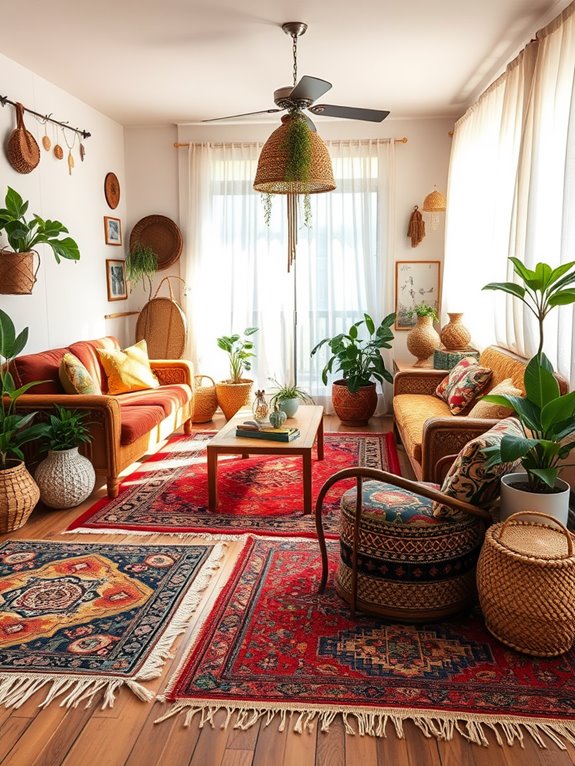 eclectic colorful floor decor