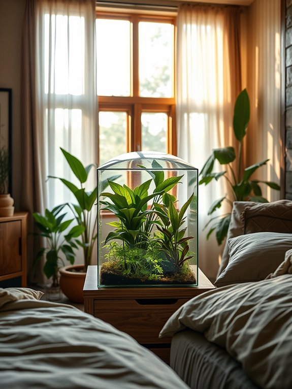 glass enclosed plant displays