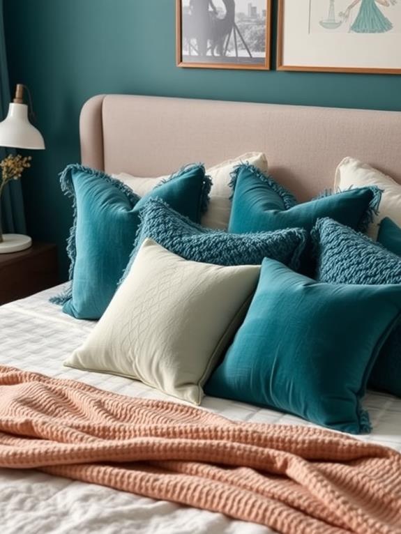 teal decorative couch cushions