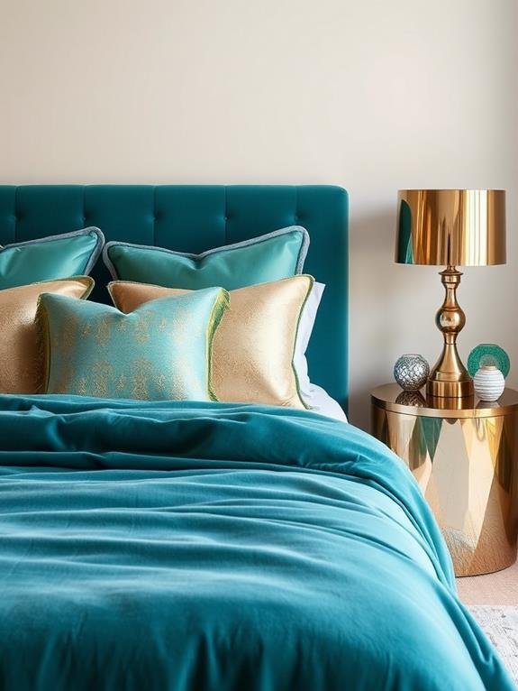 teal with metallic accents