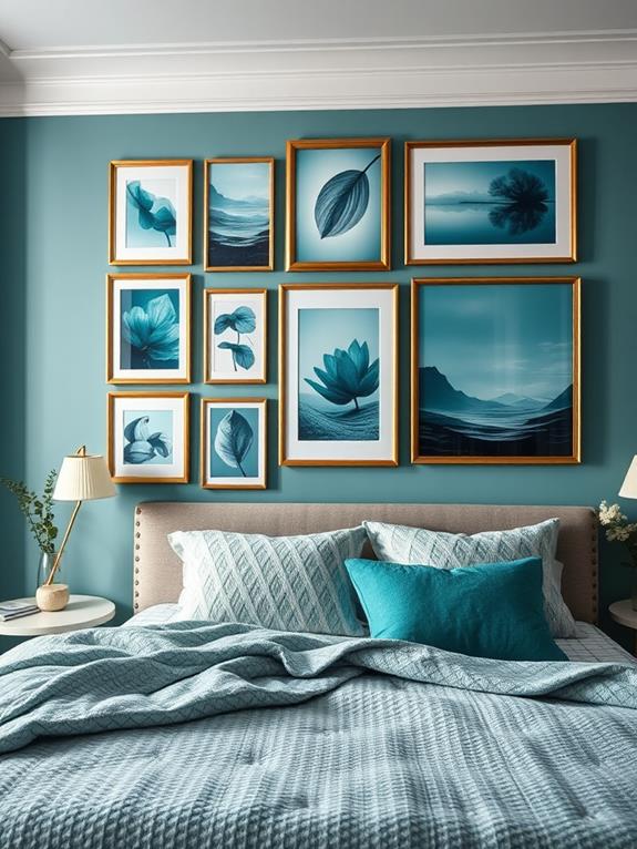 vibrant teal art exhibits