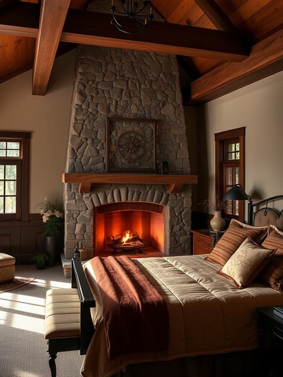 emphasize cozy fireplace aesthetic