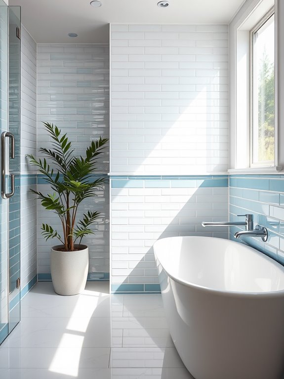 light blue tile grout