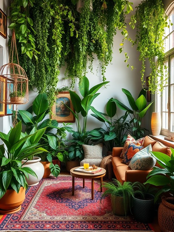 lush greenery in corners