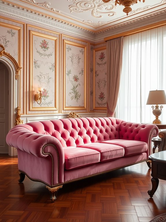 luxurious pink velvet seating