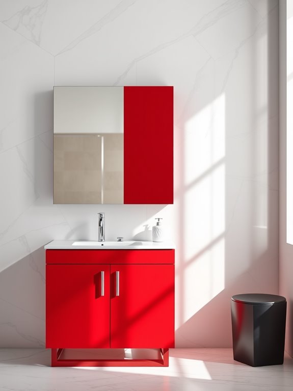 sleek modern red cabinetry