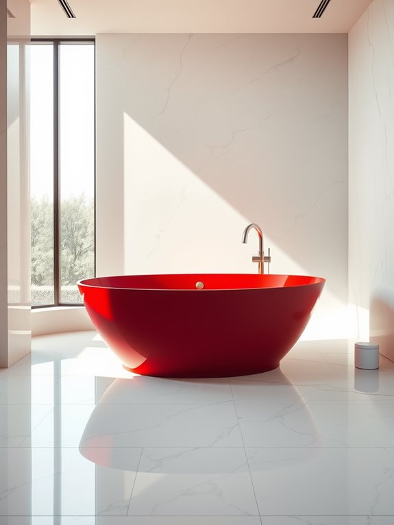 vibrant cherry red bathtub