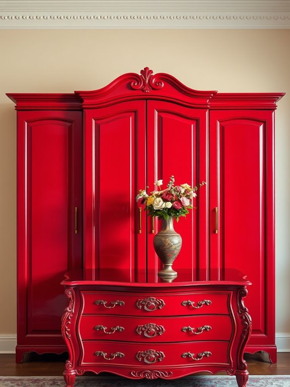 vibrant cherry red closet