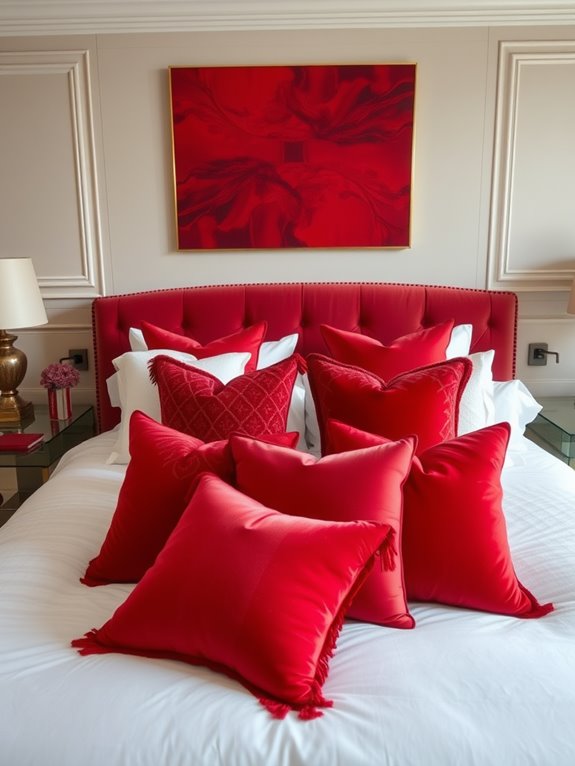 vibrant cherry red cushions