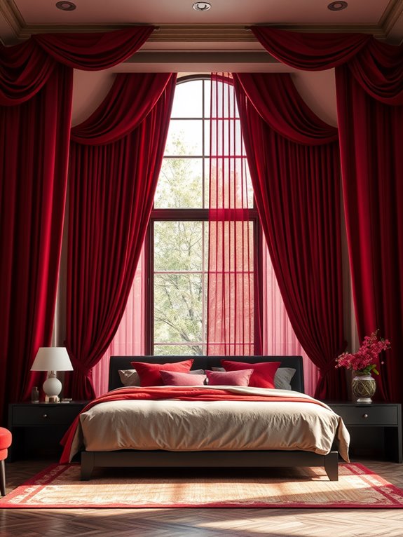 vibrant cherry red drapes