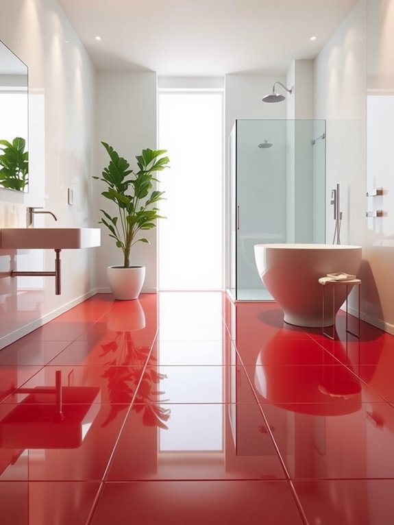 vibrant cherry red flooring