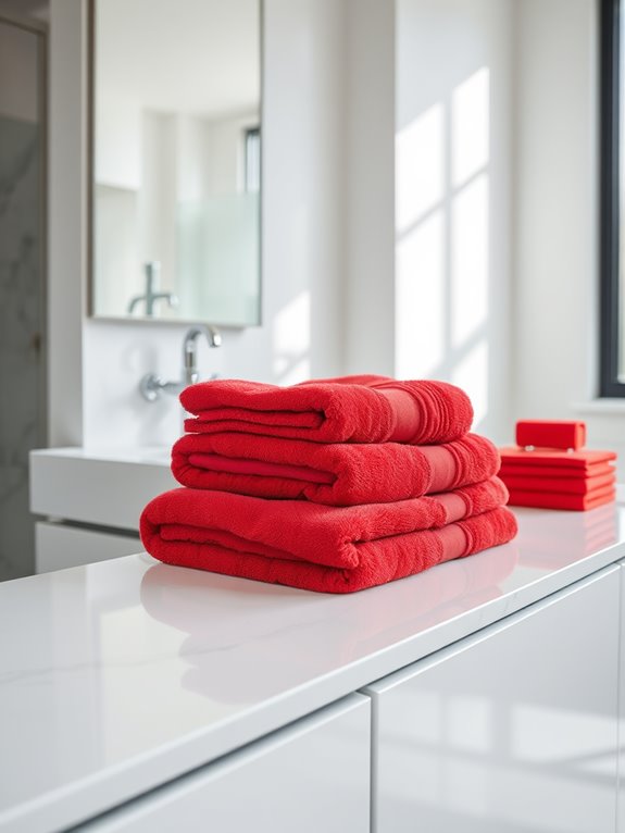 vibrant cherry red towels