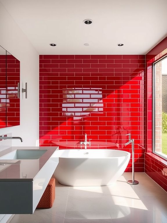 vibrant red accent wall