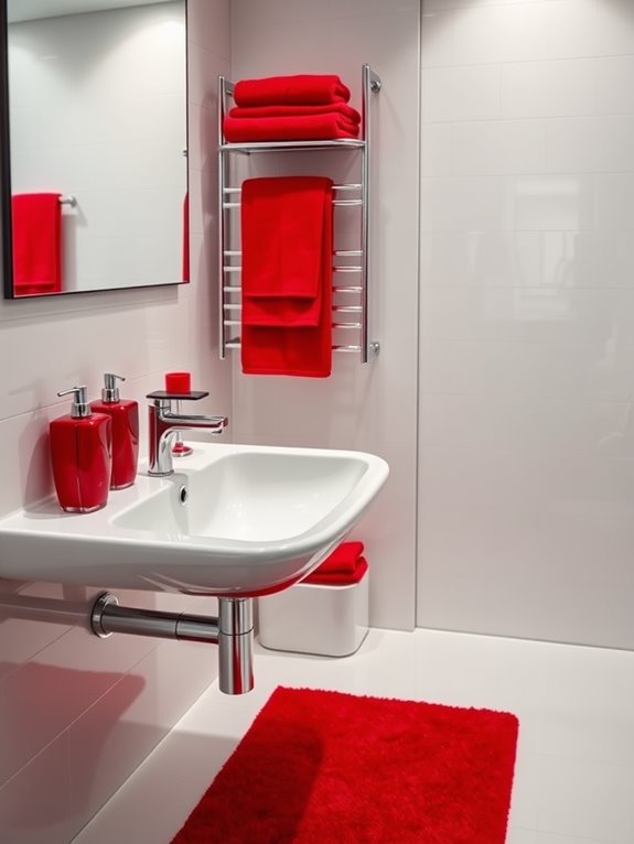 vibrant red bathroom decor